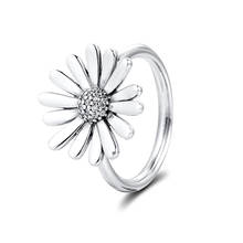 QANDOCCI-anillos de plata de ley 925 auténtica para hombre y mujer, joyería con diseño de margaritas pavimentadas, para hombres y mujeres 2024 - compra barato