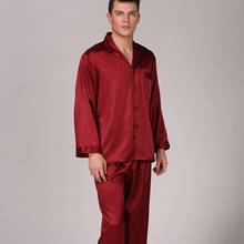 Men's Stripes Satin Silk Pajamas Set Long Sleeve Sleepwear Spring Autumn Large Size 3XL Luxury Clothes Man Home Sleep Wear 3XL 2024 - buy cheap