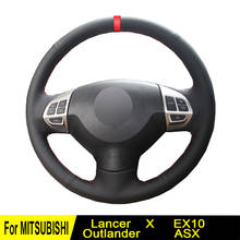 Capa de volante para mitsubishi lancer ex10 x outlander asx colt pajero sport preto mão-costurado couro artificial 2024 - compre barato