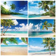 Laeacco Summer Holiday Sea Tropical Palms Trees Baby Portrait Photography Backdrops Photographic Backgrounds For Photo Studio 2024 - buy cheap