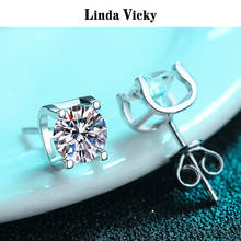 LINDA VICKY VVS Moissanite Stud Earrings Valentine's Day Gift Fashion Women Jewelry Rhodium Plated 925 Silver Fine Jewelry New 2024 - buy cheap