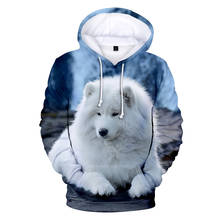 Sudadera con estampado Samoyed para niño y niña, Jersey informal con capucha y estampado 3D, ropa de moda para primavera y otoño, novedad 2024 - compra barato