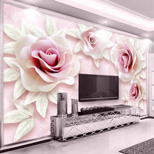 Custom Mural Wallpaper 3D Embossed Pink Rose Flowers Photo Wall Papers Home Decor Living Room Sofa TV Background Papier Peint 3D 2024 - buy cheap