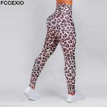 Женские леопардовые леггинсы для фитнеса FCCEXIO с высокой талией, спортивная одежда, леггинсы для тренировок, женские эластичные леггинсы с эффектом пуш-ап 2024 - купить недорого