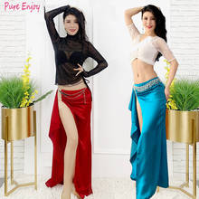 Women belly dance lace V-neck top Wear and Skirt Side Slit Belly Dance Costume Dance team practice clothes free delivery 2024 - buy cheap