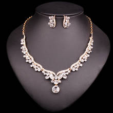Conjunto de joias de noiva, conjunto de joias estilo indiano, com colar de cristal, acessório para festa de casamento, damas de honra 2024 - compre barato