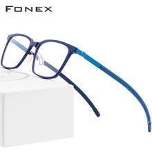 FONEX Titanium Glasses Frame Men Acetate New High Quality Square Myopia Optical Prescription Eyeglasses Screwless Eyewear 9106 2024 - buy cheap