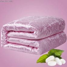 100% длинное шелковое стеганое одеяло из тутового шелка, мягкое гладкое шелковое одеяло ручной работы, весна-осень-зима, шелковые одеяла, 4 вида цветов на заказ 2024 - купить недорого