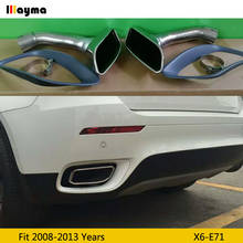 Квадратные выхлопные наконечники выхлопной трубы глушителя для BMW X6 35i xDrive 2008-2013 года из нержавеющей стали глушители E71 PP глушитель рама 1 комплект 2024 - купить недорого