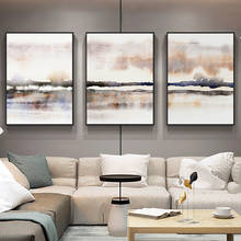 Pintura de tela estilo nórdico, aquarela abstrata, paisagem, escandinavo, poster artístico de parede, pintura de casa moderna 2024 - compre barato