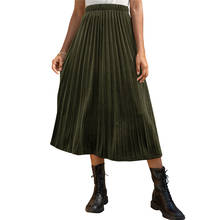 Faldas Midi de moda para mujer, faldas largas de terciopelo con pliegues, cintura alta, ropa de calle informal, de talla grande 2024 - compra barato
