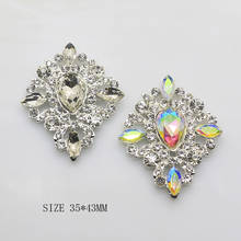 5pcs 35*43mm shiny alloy brooch accessories glass crystal jewelry gift box wedding invitation greeting card creative decoration 2024 - buy cheap