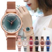 Relojes de lujo con diamantes de imitación para mujer, pulsera magnética de oro rosa, regalo femenino 2024 - compra barato