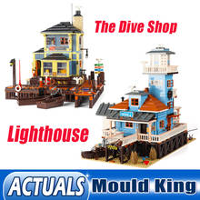 Yeshin-Juego de bloques de construcción modelo faro 16050 para niños, juguete de construcción con ladrillos para armar Tienda de pesca y buceo, ideal para regalo de cumpleaños, modelo MOC City Street Juguetes de bloques de construcción 2024 - compra barato