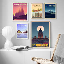 Nórdico vintage viagens cidades parede arte cartaz espanha quebec tanzânia veneza nova zelândia paisagem quadros quadros da lona 2024 - compre barato