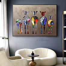 100% Abstract Colorful Zebra Hand Painted Oil Paintings On Canvas For Living Room Home Decor Beautiful Canvas Wall Art Painting 2024 - buy cheap
