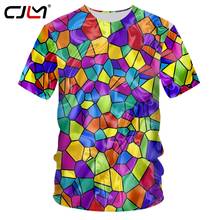 CJLM-camisetas de verano para niño, Camiseta corta en 3D con estampado de celosía colorida, divertidas, 6XL, 5XL, 2020 2024 - compra barato