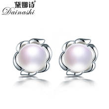 Dainashi Fashion 925 Sterling Silver Flower Earrings for Women Hot Sale 100% Genuine Natural Freshwater Pearl Stud Earrings 2024 - buy cheap