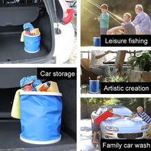 Cubo de lavado de coche plegable, herramientas de almacenamiento multiusos de gran capacidad portátil, 11l, para pesca al aire libre, viaje 2024 - compra barato