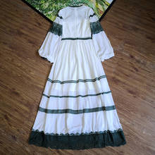Женское платье с длинным рукавом-фонариком, элегантное осеннее зеленое кружевное платье в стиле пэчворк, размера плюс, XXL, 3XL 2024 - купить недорого