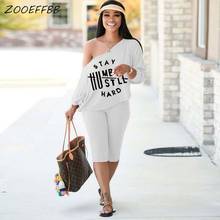 ZOOEFFBB Letter Print 2 Piece Outfits One Shoulder Long Sleeve Top Shorts Lounge Wear Matching Sets 2021 Fashion Women Clothes 2024 - buy cheap