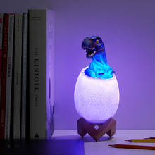 Lámpara de mesa con Sensor táctil para niños, luz LED nocturna con estampado 3D de huevo de dinosaurio, lámpara de mesita de noche con Control remoto, recargable 2024 - compra barato