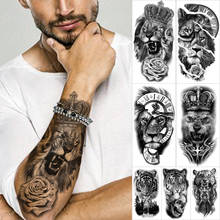 Waterproof Temporary Tattoo Sticker Forest Lion Tiger Bear Flash Tattoos Women Leopard Wolf Crown Body Art Arm Fake Tatoo Men 2024 - buy cheap