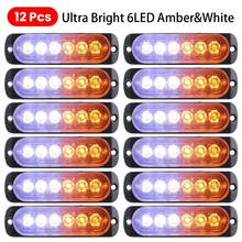Luz estroboscópica ultrafina para coche, lámpara de advertencia intermitente de emergencia, color ámbar, Universal, 12/24v, 6LED 2024 - compra barato
