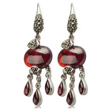 Pendientes de plata esterlina 925 para mujer, aretes de gota con borlas de Granada, Ágata roja y negra, pendientes tailandeses plateados, regalos de joyería 2024 - compra barato