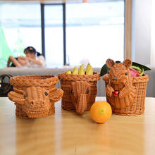 Jarrones creativos de mimbre hechos a mano para decoración, cesta de almacenamiento de juguetes, fruta, verdura, pan, aperitivos, Picnic 2024 - compra barato
