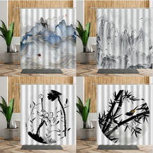 Modern Ink Landscape Painting Shower Curtain Flower Birds Lotus Printed Fabric Bath Screen Chianese Bathroom Curtains Home Decor 2024 - buy cheap