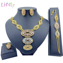 Dubai-Conjunto de joyería elegante Para Boda nupcial, collar, pulsera, pendientes, anillo, joyería de lujo para fiesta 2024 - compra barato