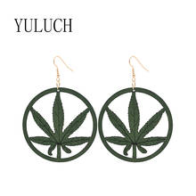 YULUCH Woman natural round hollow leaf pendant earrings girl autumn elegant wood jewelry simple personality earrings for women 2024 - buy cheap