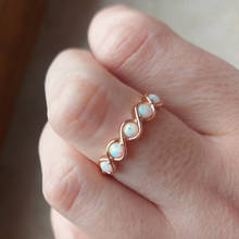 Elegant Rose Gold Color Engagement Promise Ring Dainty White Stone Wedding Ring Vintage Female Round Opal Cross Rings For Women 2024 - buy cheap