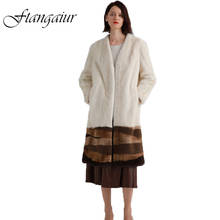 Ftangaiur-abrigo de piel de visón para mujer, abrigo de piel de visón auténtico Natural x-long con cuello en V, Color Patchwork, invierno, 2021 2024 - compra barato