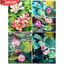 HUACAN Full Drill Diamond Painting Lotus Pond Diamond Embroidery Mosaic Flower Cross Stitch Wall Stickers 2024 - buy cheap