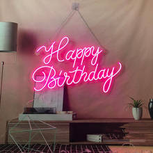 Letrero de feliz cumpleaños personalizado, luz Led flexible, 12V, acrílico, para decoración de la habitación del hogar, Ins, fiesta de cumpleaños 2024 - compra barato