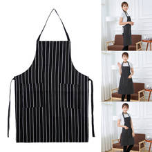Waterproof Oilproof Stripe Bib Apron with 2 Pockets Chef Cook Tool Home Kitchen Sanitary Food Drink Making Apron 2024 - buy cheap