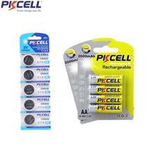 PKCELL-batería recargable AA 1,2 V NIMH 2600mah, 8 Uds./2 tarjetas, 5 uds./1 tarjeta CR2032 3V Batería de botón de litio 2024 - compra barato