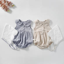 Macacão de meninas + boné de bebê meninas roupas de uma peça verão bebês meninas bebê meninas algodão manga curta capa com capinha 2024 - compre barato