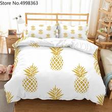 Juego de ropa de cama de piñas doradas, edredón Individual Doble de frutas tropicales de estilo nórdico para adolescentes, funda de almohada, regalo de 2/3 piezas 2024 - compra barato