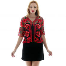 Embroidery Lace Sequins Short Jackets Open Front Glitter Cropped Bolero Shrug Short Length Cardigan 1920S Shawl Black/White/Red 2024 - buy cheap