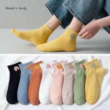 New Fashion Women Socks Cotton Color Yellow Daisy Flower Harajuku Funny Happy College Style Soft Casual Cute Girls Ankle Socks 2024 - buy cheap