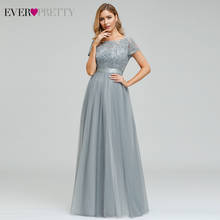Grey Lace Evening Dresses Ever Pretty EP00874GY A-Line O-Neck Elegant Women Occasion Dresses Long Party Gowns Vestidos Largos 2024 - buy cheap