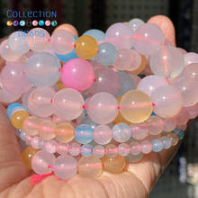 Natural Morganite Agates Stone Loose Round Beads For Jewelry Making 4-12 MM DIY Bracelets Accessories 15" Wholesale 2024 - buy cheap