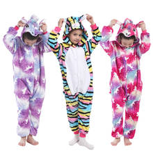 Uma peça com capuz unicórnio pijamas para 4-12years menina crianças kigurumi pijamas pijamas cosplay engraçado pijama 2024 - compre barato
