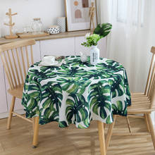 Green Round Monstera Plant Printed Tablecloth Nordic INS Polyester Waterproof Tablecloth Cover Towel Picnic Mat Home Decoration 2024 - buy cheap