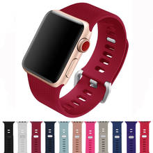 Ремешок силиконовый спортивный для Apple Watch 6 SE 5 4 3 2 1 Band 44 мм 40 мм, браслет для iwatch band 38 мм 42 мм, металлическая пряжка 2024 - купить недорого