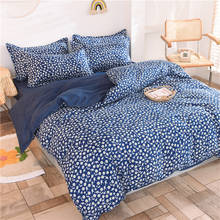 Bed Linens Printed Navy Blue Small Chrysanthemum Bedding Cover Set 4 Pcs Flower Jacquard Bed King Set Bedding Drop Shipping Y85R 2024 - buy cheap