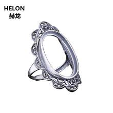 925 пробы Серебряное женское винтажное обручальное кольцо 15x25 мм овальное кабошон полукрепление кольцо подходит для янтарной бирюзы 2024 - купить недорого